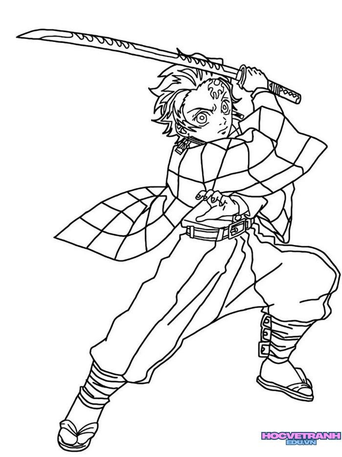 tranh tô màu tanjiro 23