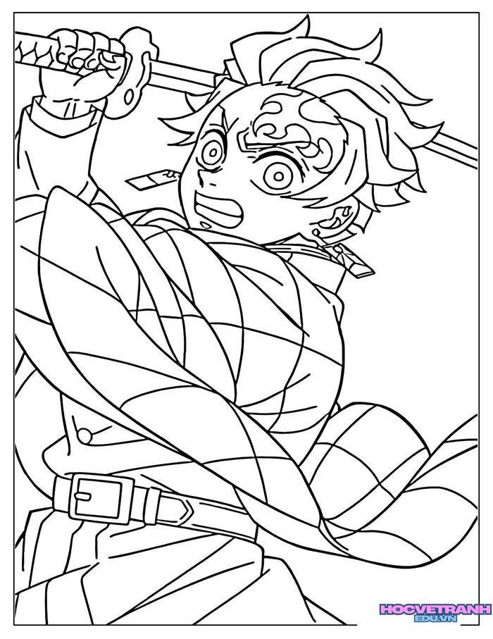 tranh tô màu tanjiro 24