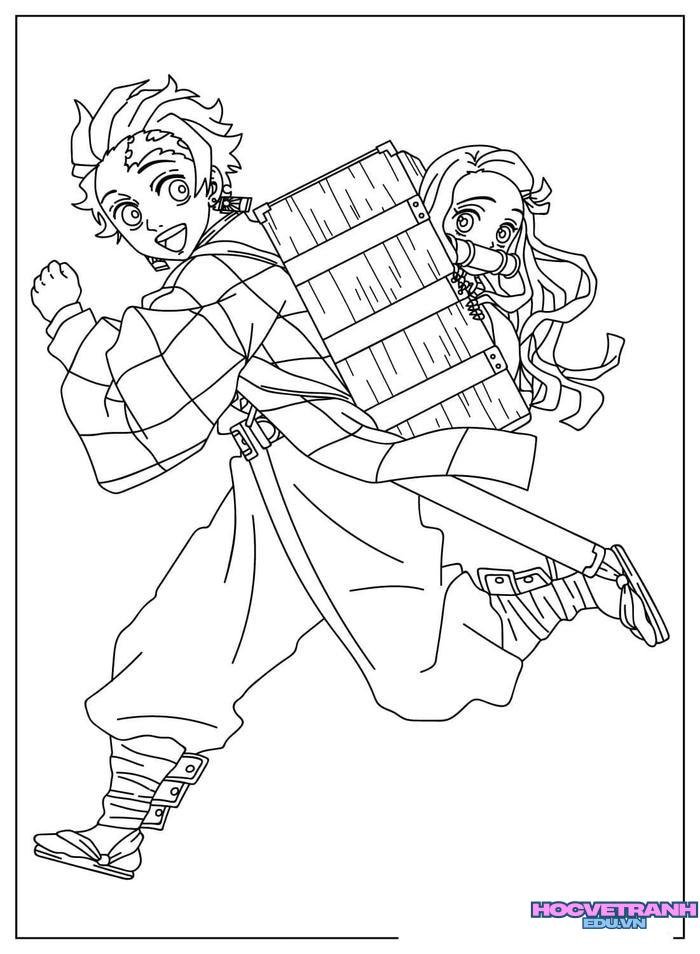 tranh tô màu tanjiro 26