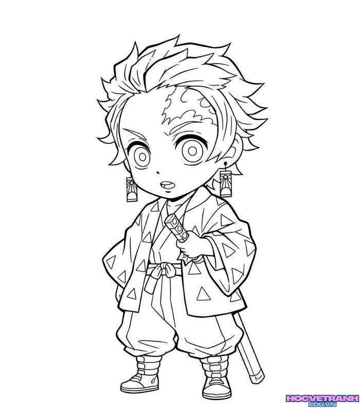 tranh tô màu tanjiro 3