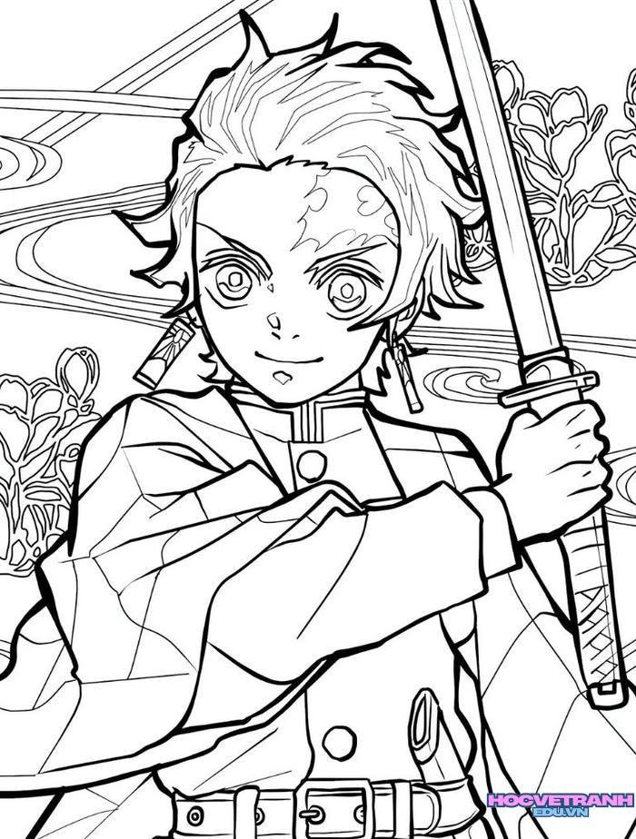 tranh tô màu tanjiro 34