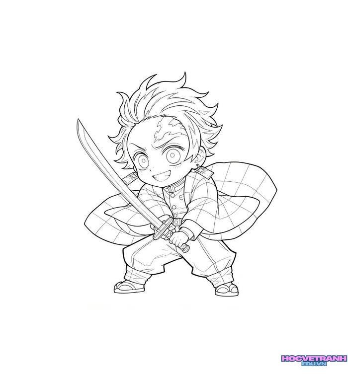 tranh tô màu tanjiro 35