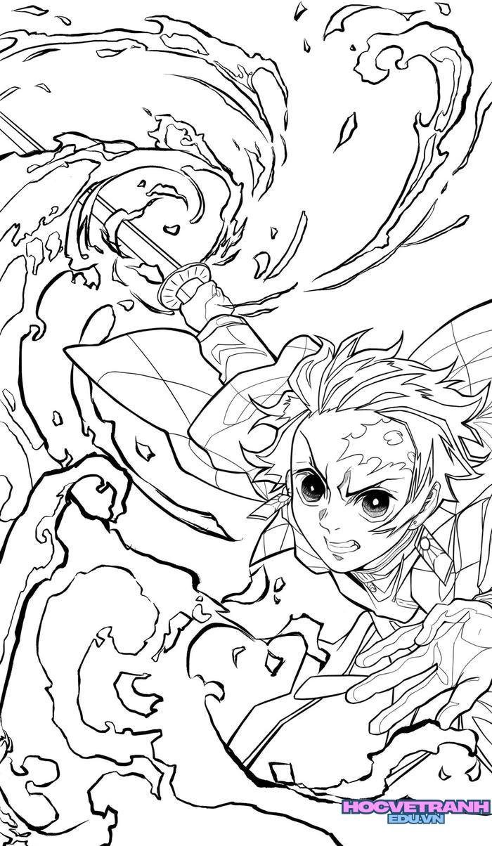 tranh tô màu tanjiro 37