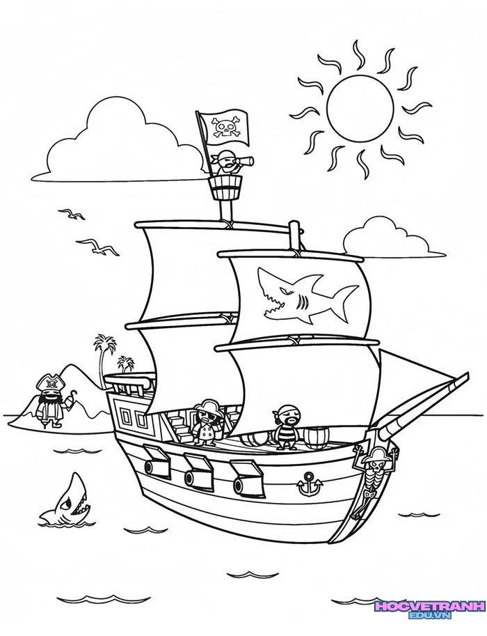 tranh tô màu tàu thủy 26
