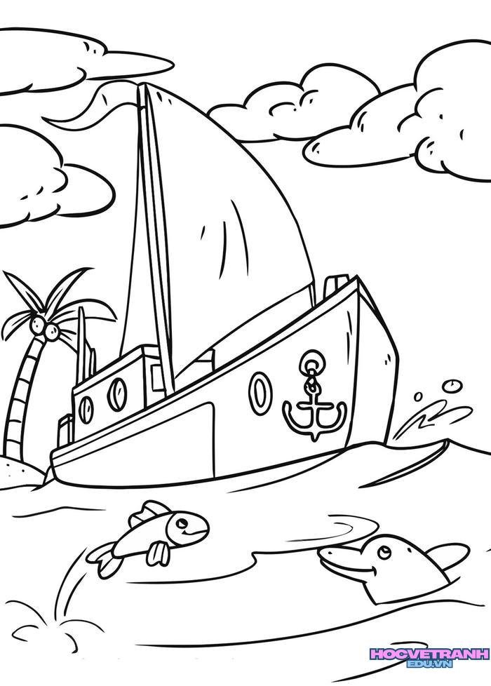 tranh tô màu tàu thủy 46