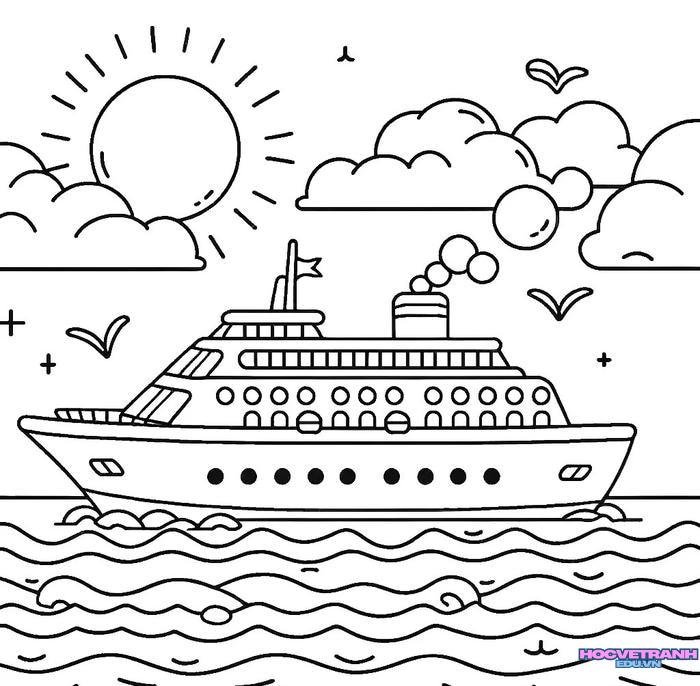 tranh tô màu tàu thủy 8