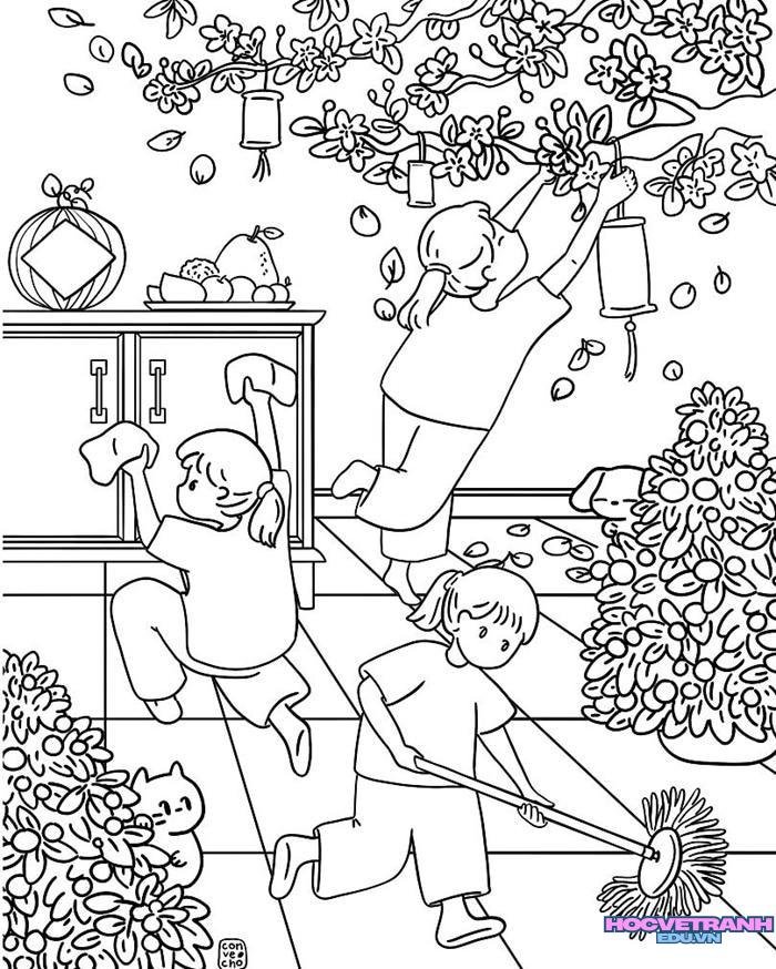 tranh tô màu tết 12