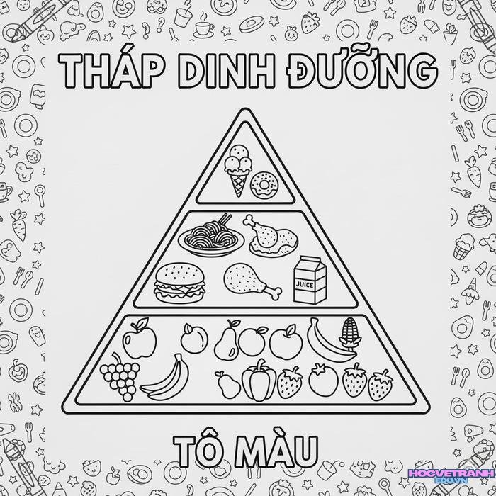 tranh tô màu tháp dinh dưỡng 3d full