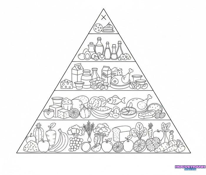 tranh tô màu tháp dinh dưỡng 5d full