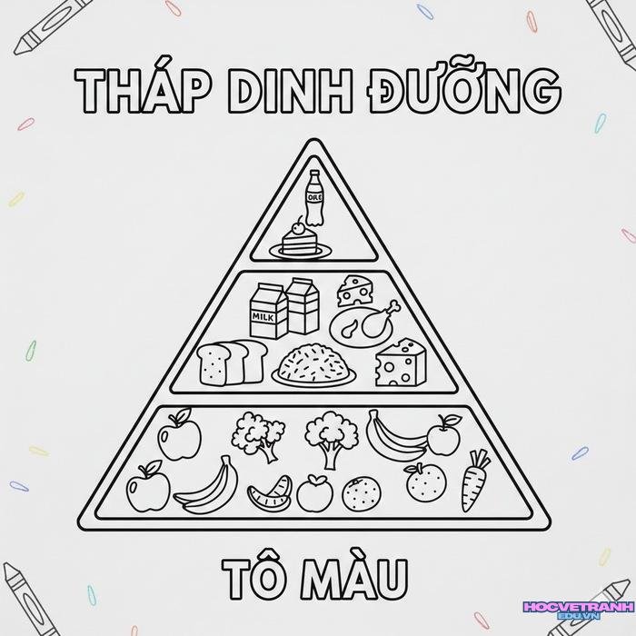 tranh tô màu tháp dinh dưỡng 5s