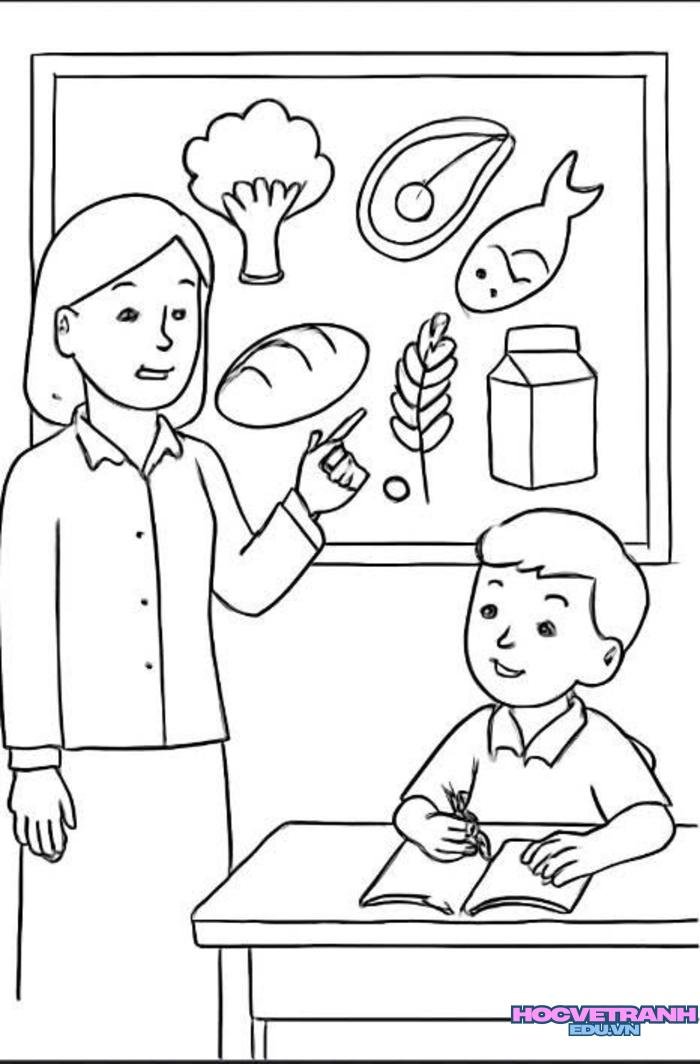 tranh tô màu tháp dinh dưỡng đơn giản 3d