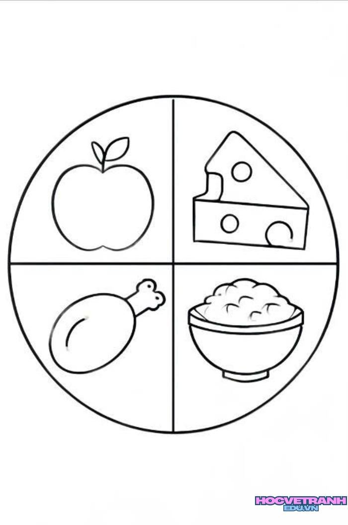 tranh tô màu tháp dinh dưỡng đơn giản 5k