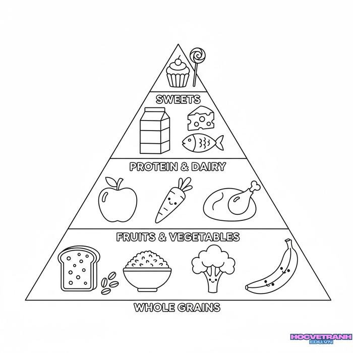 tranh tô màu tháp dinh dưỡng full hd