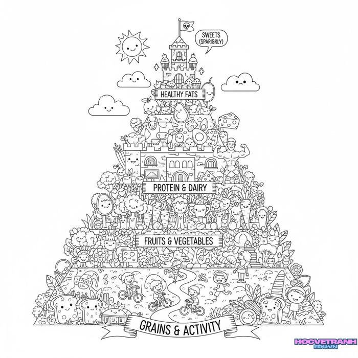 tranh tô màu tháp dinh dưỡng hd full