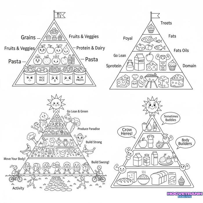 tranh tô màu tháp dinh dưỡng hd
