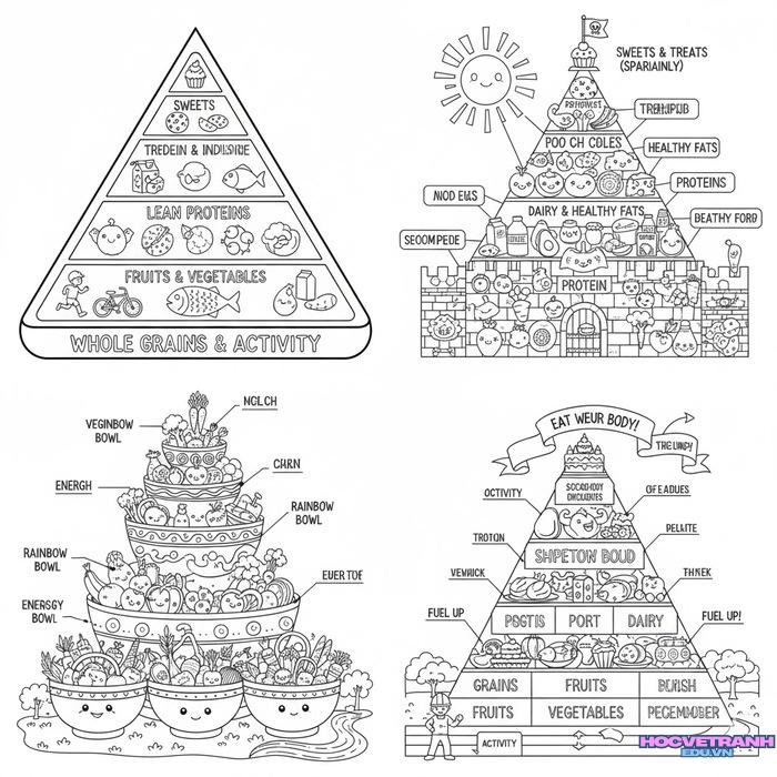 tranh tô màu tháp dinh dưỡng