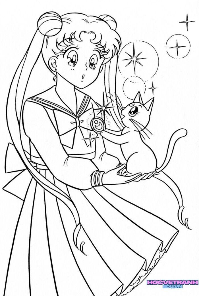 tranh tô màu thủy thủ mặt trăng xinh 3s