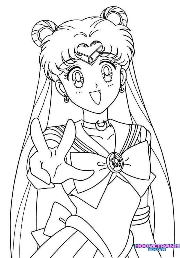 tranh tô màu thủy thủ mặt trăng xinh 4k full