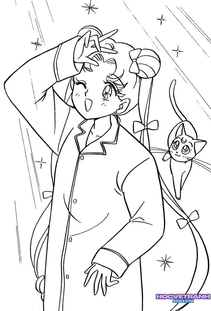 tranh tô màu thủy thủ mặt trăng xinh 5k