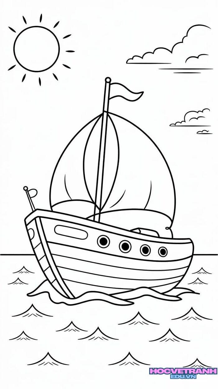 tranh tô màu thuyền buồm 4k full