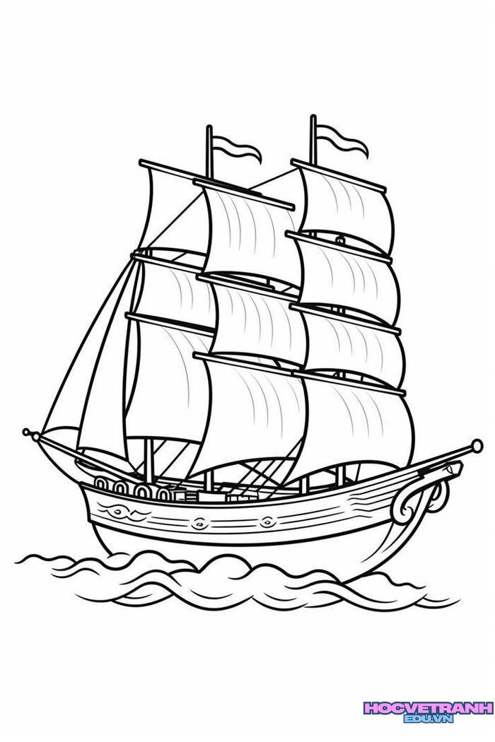 tranh tô màu thuyền buồm 5s