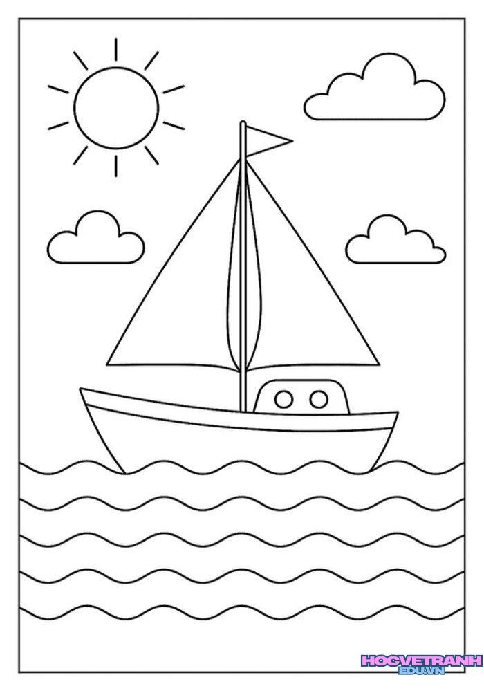 tranh tô màu thuyền buồm đẹp 3s