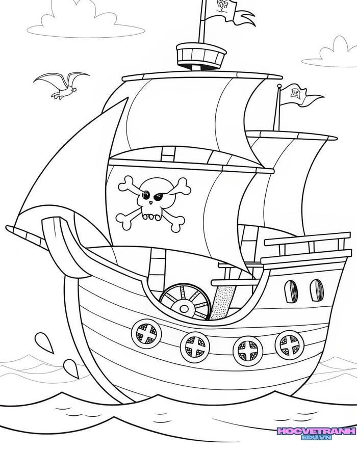tranh tô màu thuyền buồm đẹp