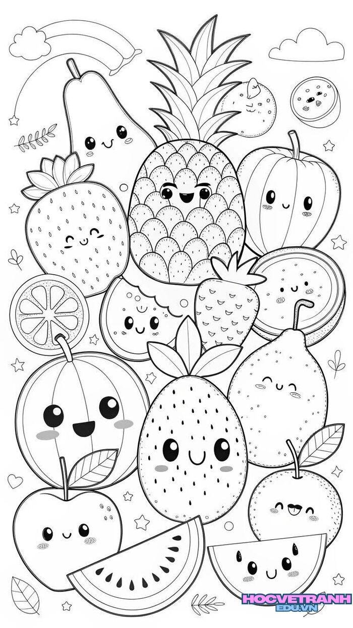 tranh tô màu trái cây 3d full