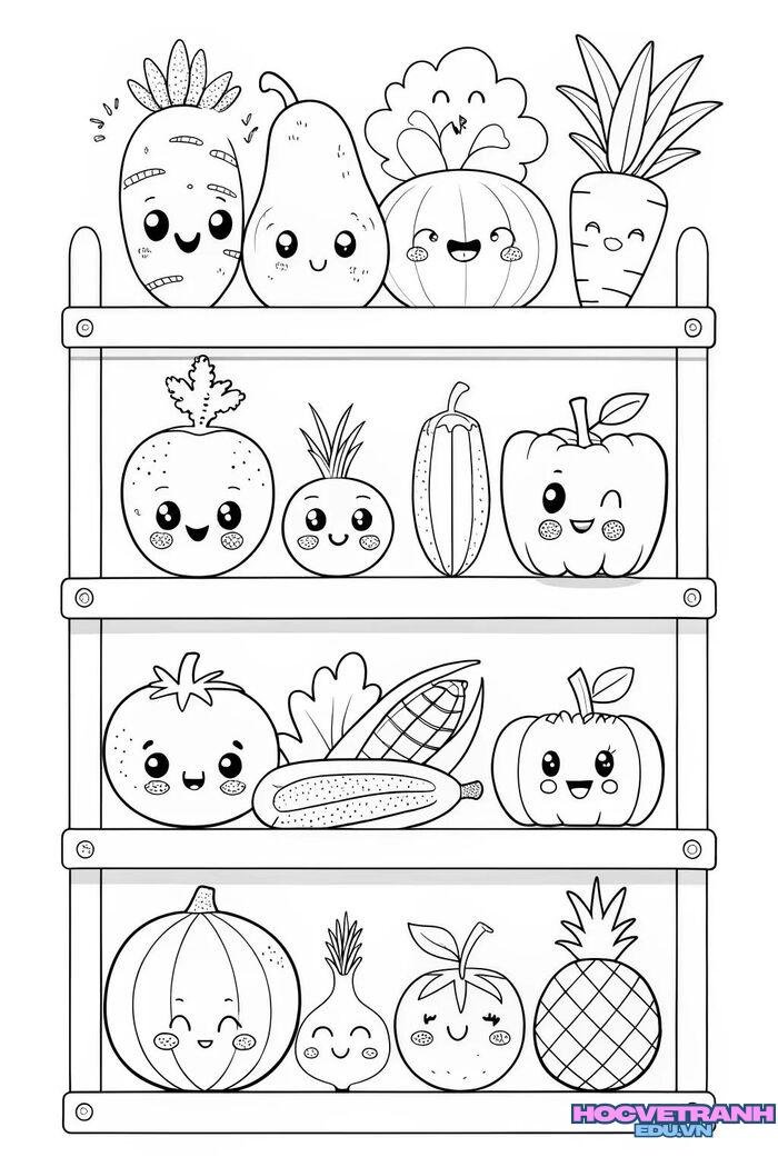 tranh tô màu trái cây đơn giản hd full