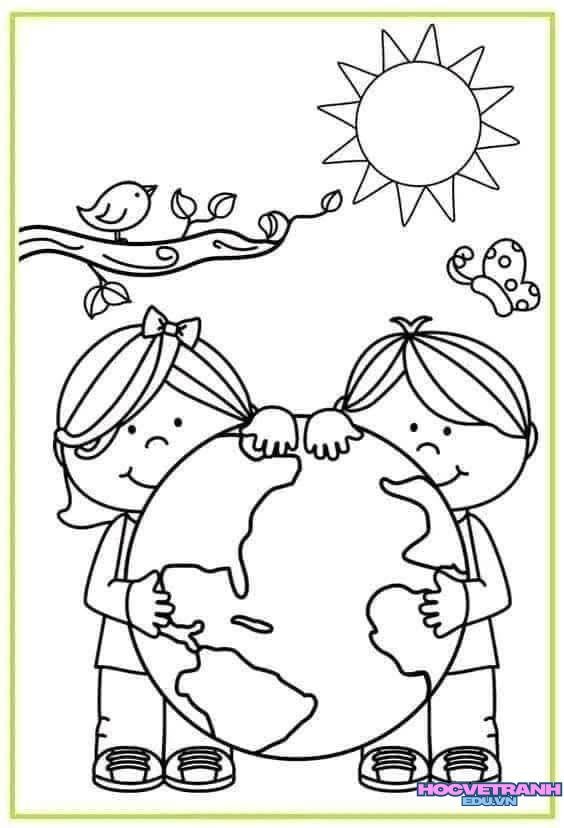 tranh tô màu trái đất cho bé