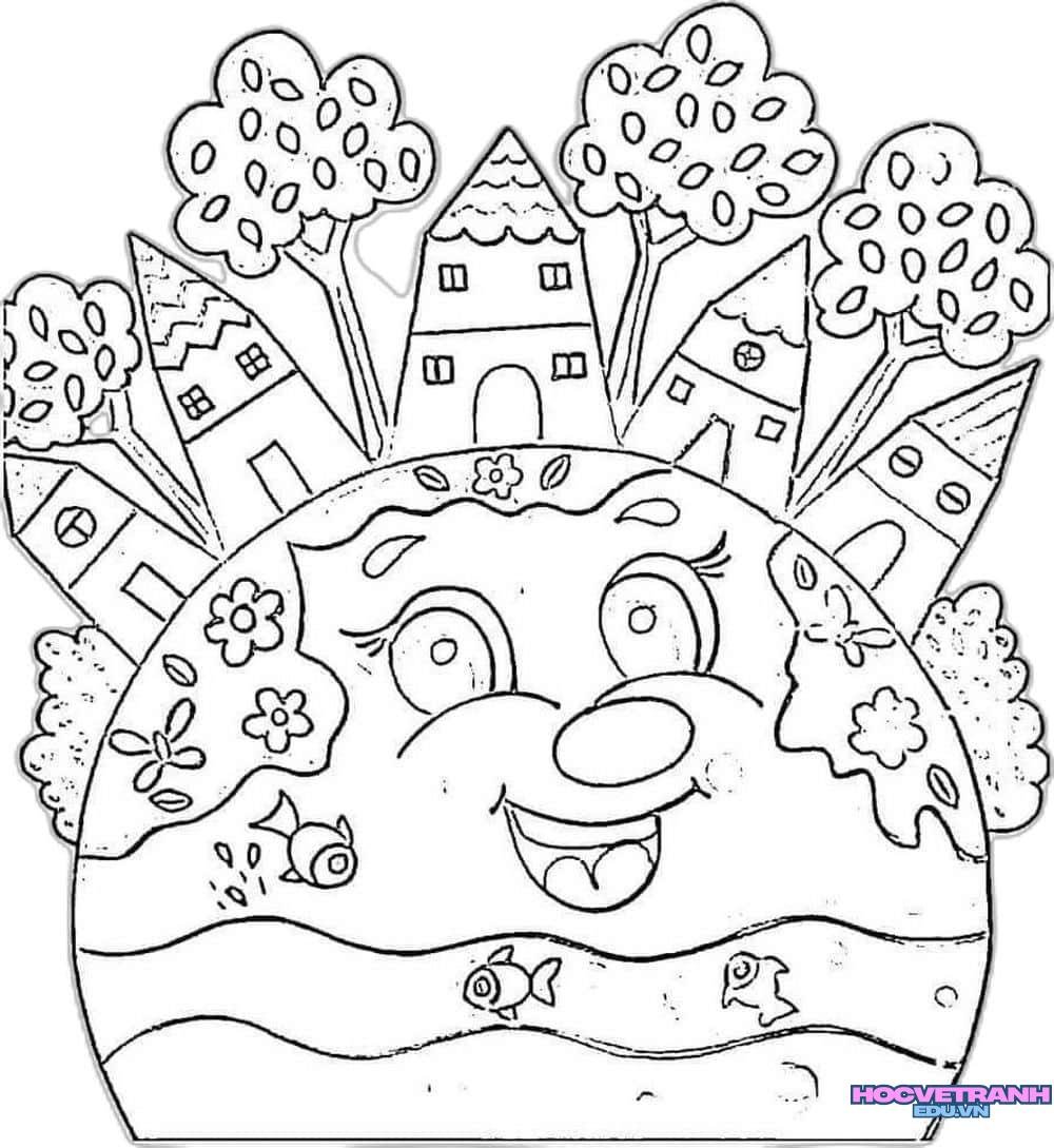 tranh tô màu trái đất đẹp