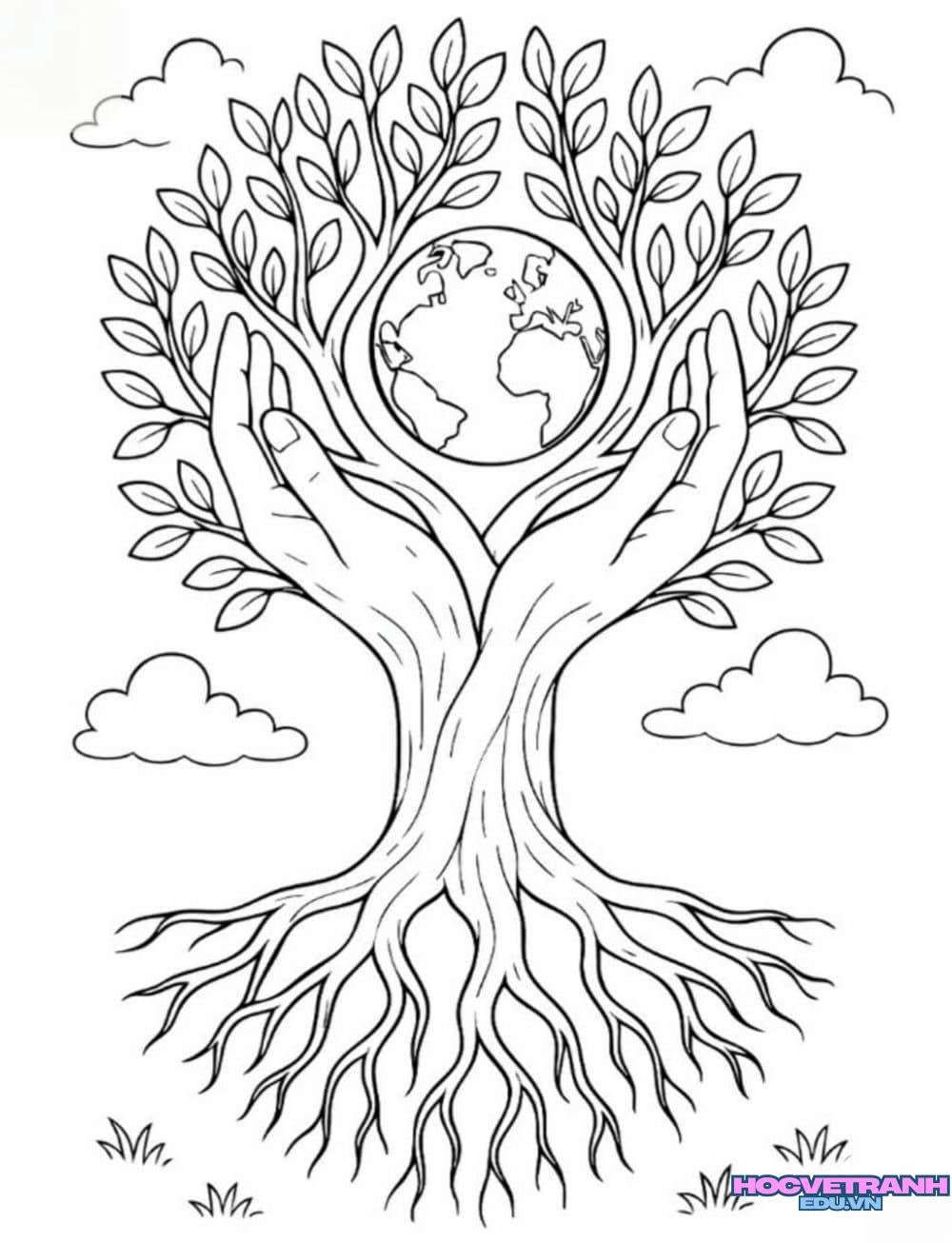 tranh tô màu trái đất ngộ nghĩnh