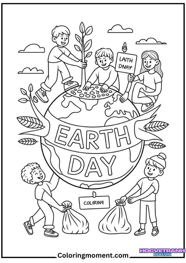 tranh tô màu trái đất sáng tạo