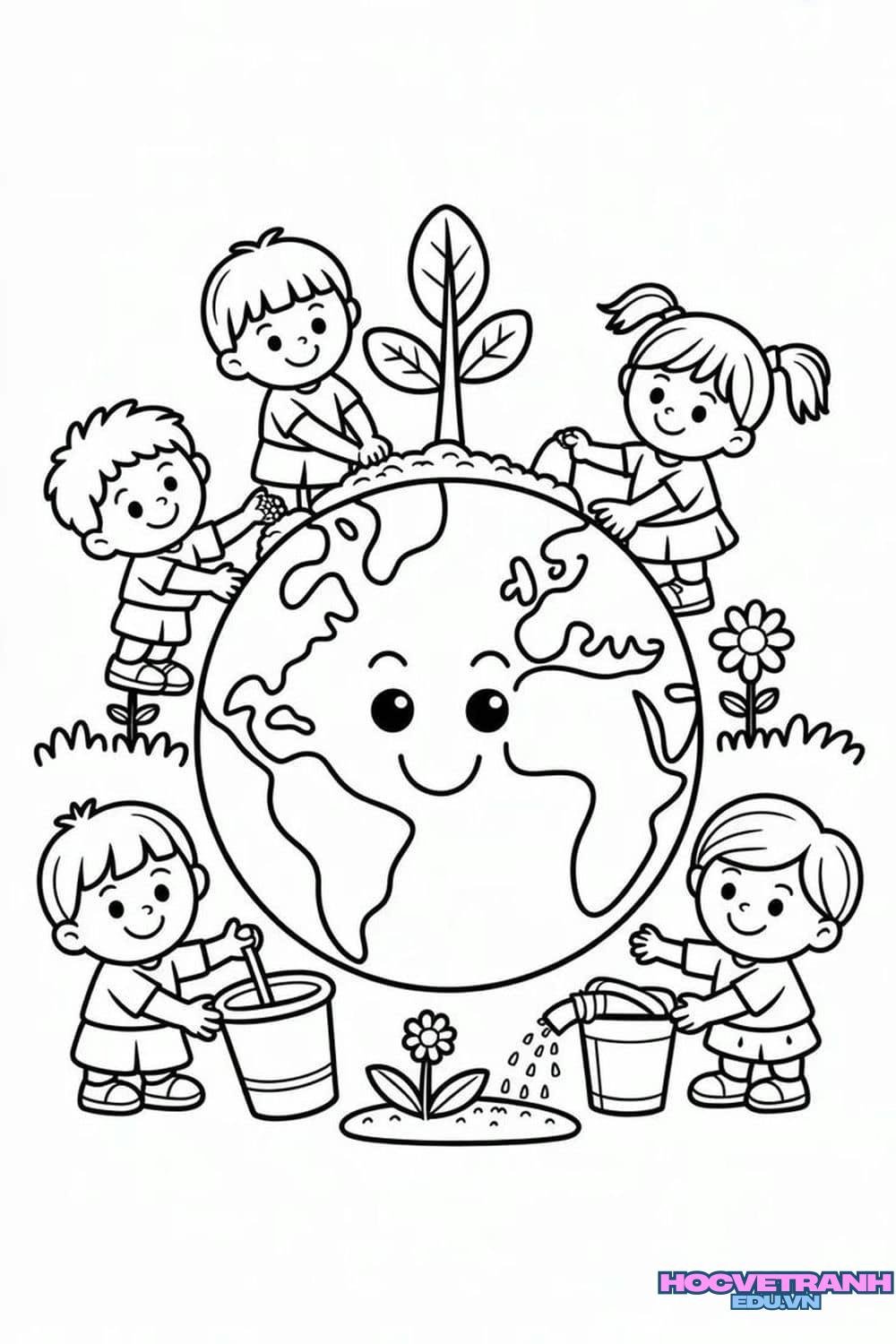 tranh tô màu trái đất tương lai