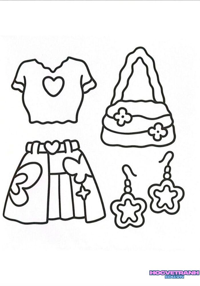 tranh tô màu trang phục mùa hè 3s full