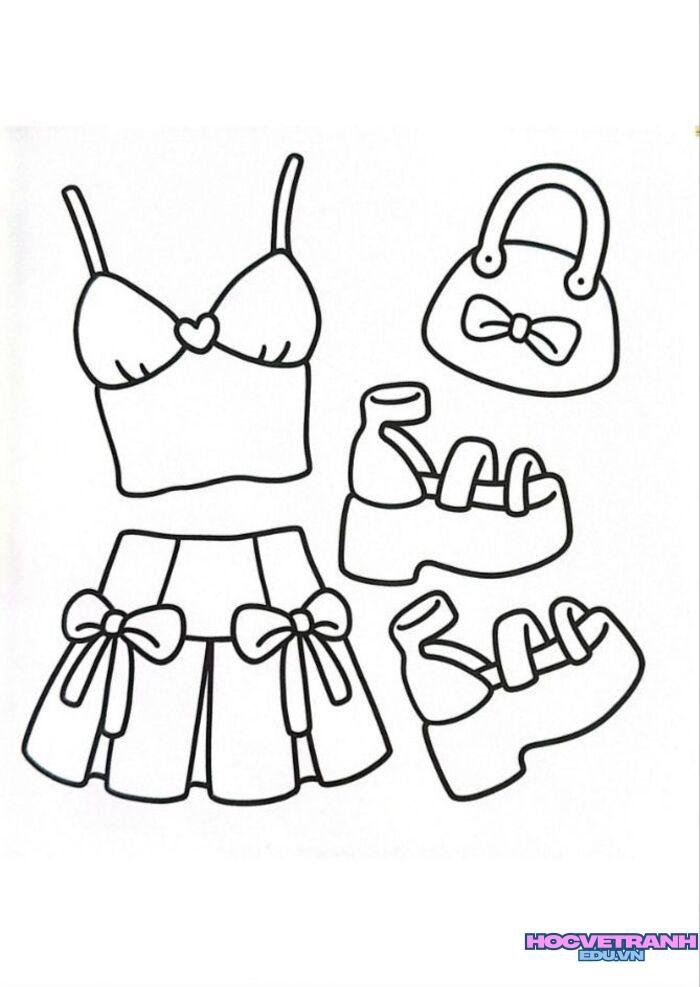 tranh tô màu trang phục mùa hè 4k full