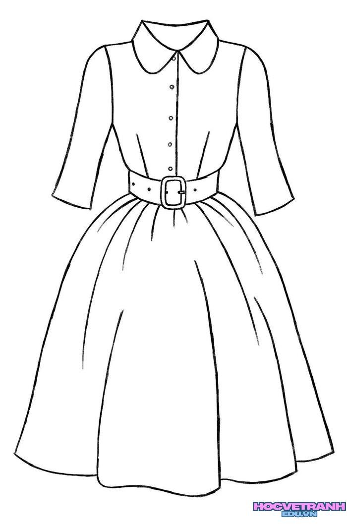tranh tô màu trang phục mùa hè đơn giản 5k