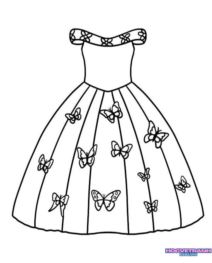 tranh tô màu trang phục mùa hè đơn giản hd