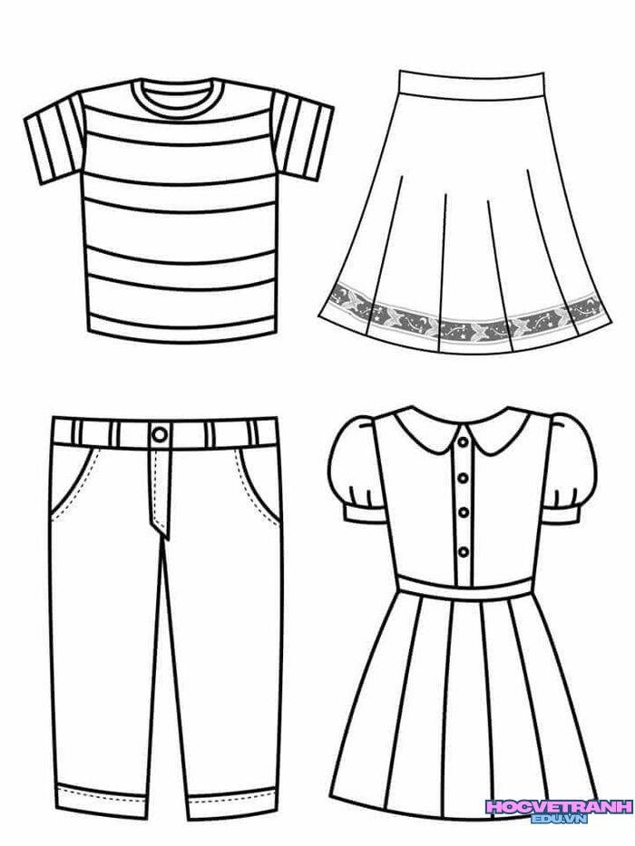 tranh tô màu trang phục mùa hè full hd