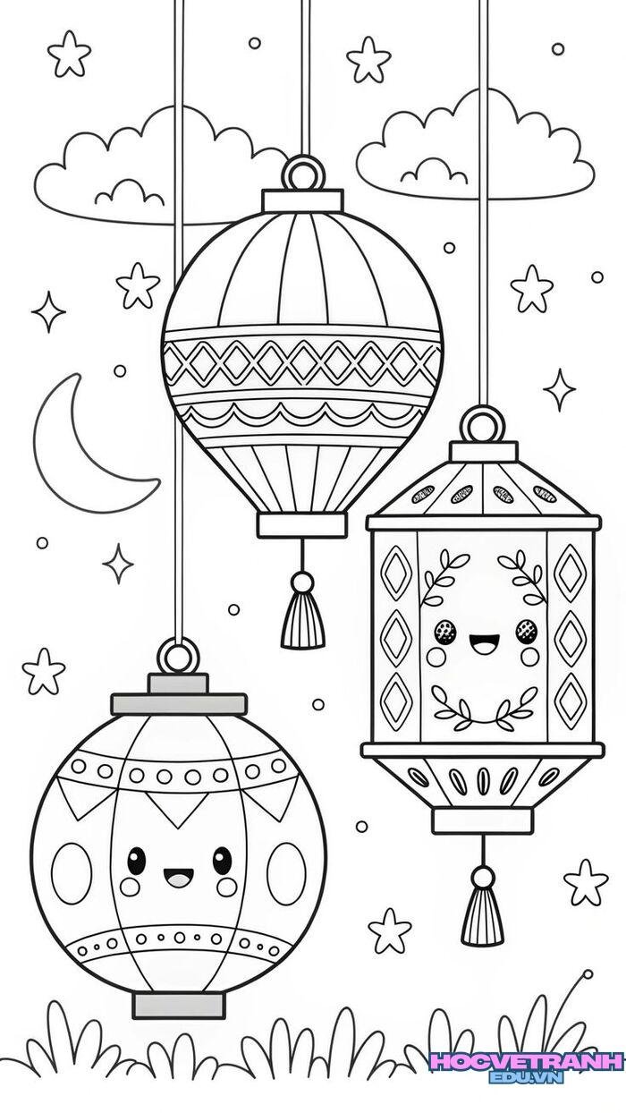 tranh tô màu trung thu đơn giản 3k full
