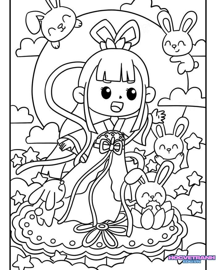 tranh tô màu trung thu đơn giản