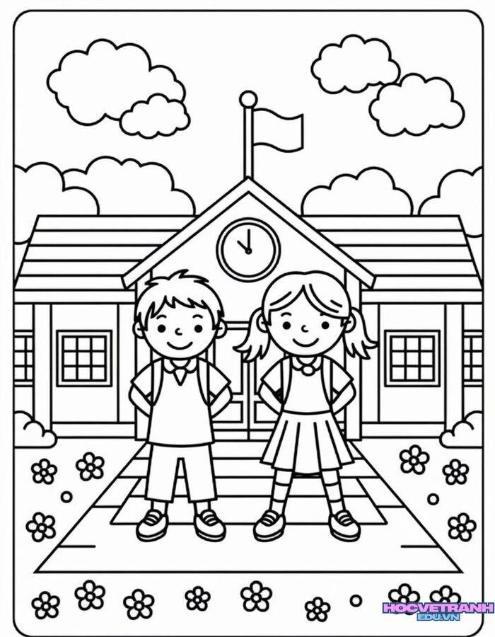 tranh tô màu trường học 3s full