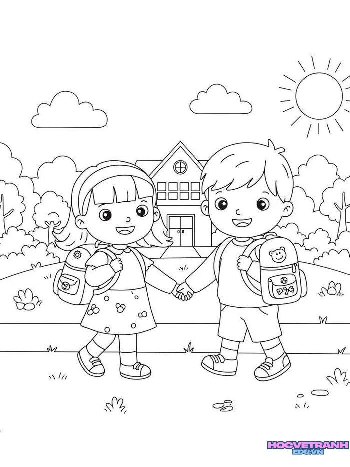tranh tô màu trường học 5k full