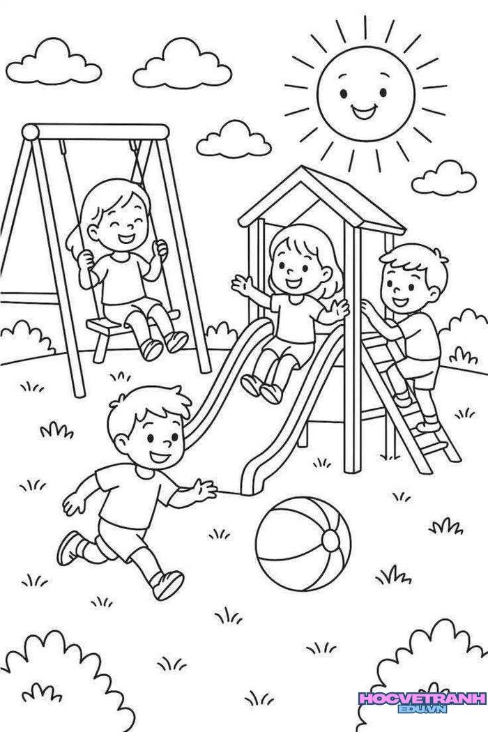 tranh tô màu trường học 5s full