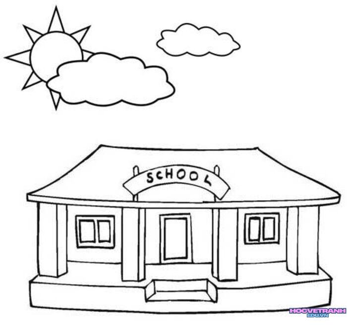 tranh tô màu trường học đơn giản 4d