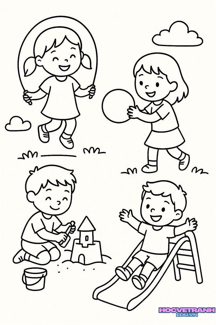 tranh tô màu trường mầm non 3k full