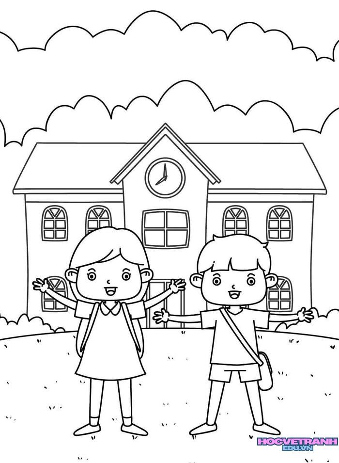 tranh tô màu trường mầm non full