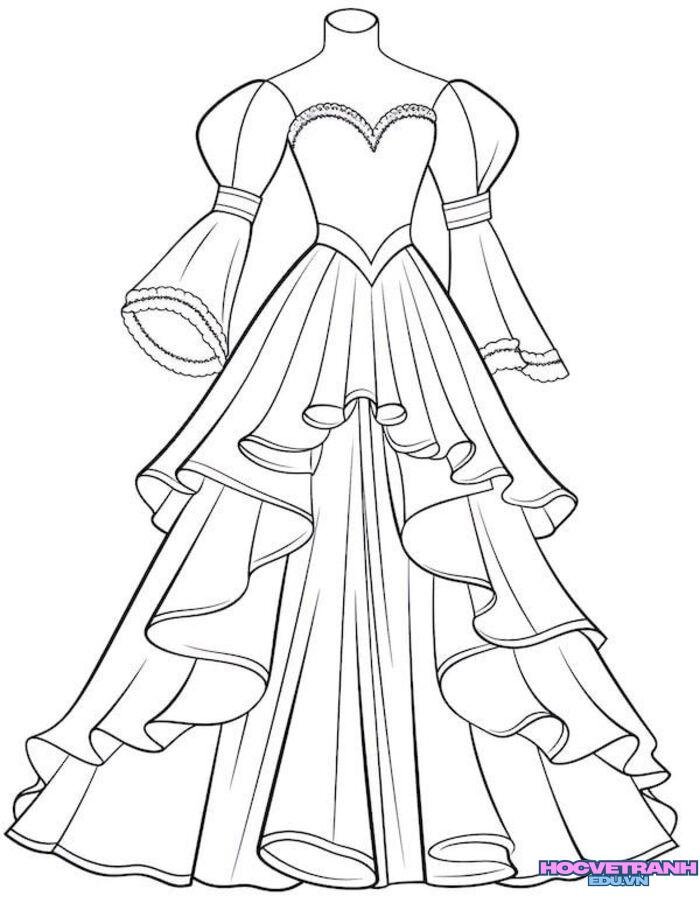 tranh tô màu váy dạ hội 3d