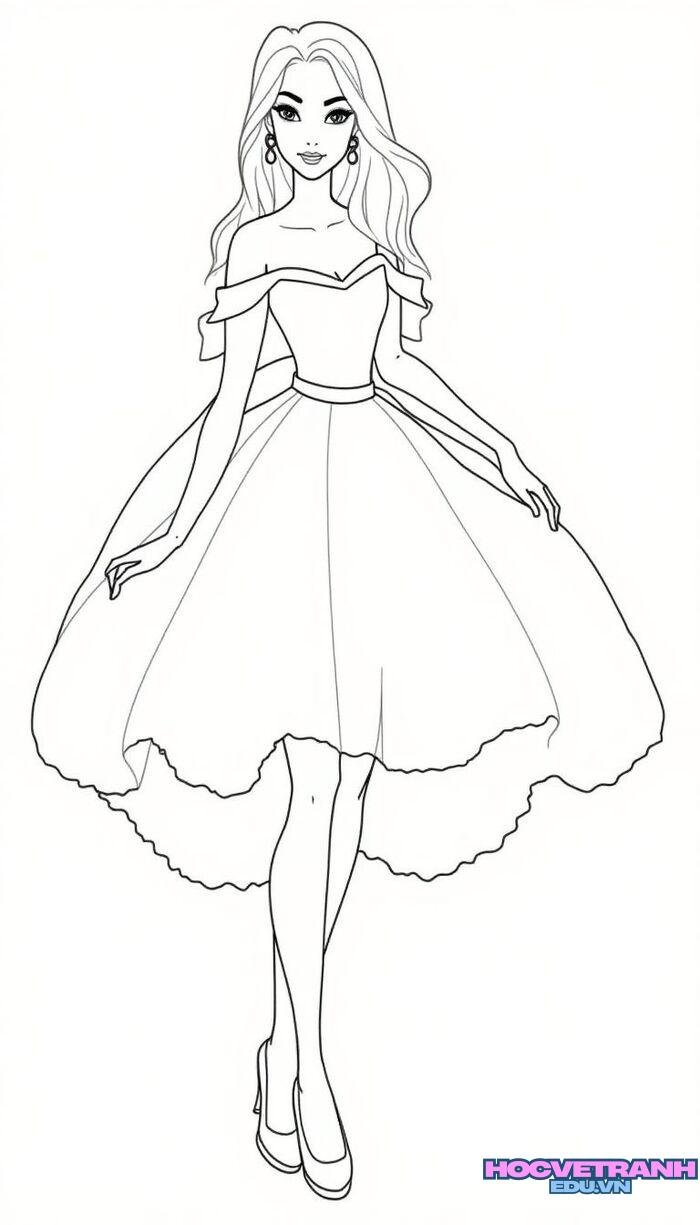 tranh tô màu váy dạ hội 3k full