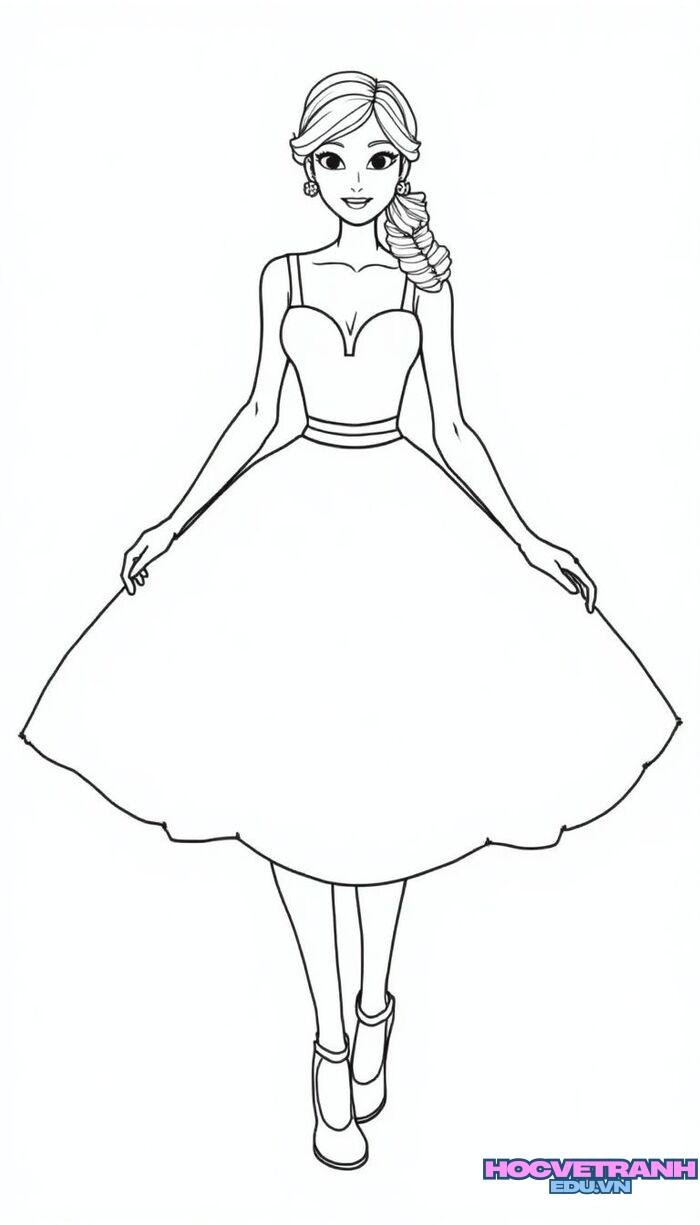 tranh tô màu váy dạ hội 4k